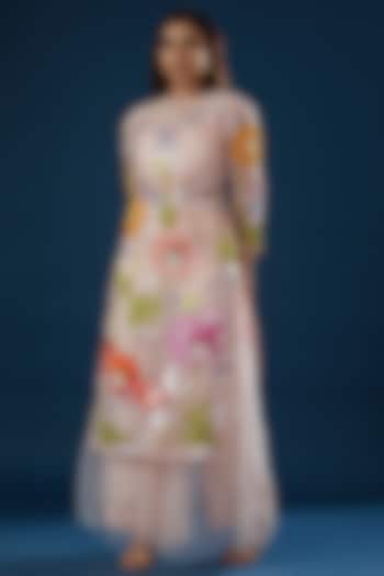 Blush Pink Silk Organza Hand Embroidered Kurta Set by Rahul Mishra at Pernia's Pop Up Shop
