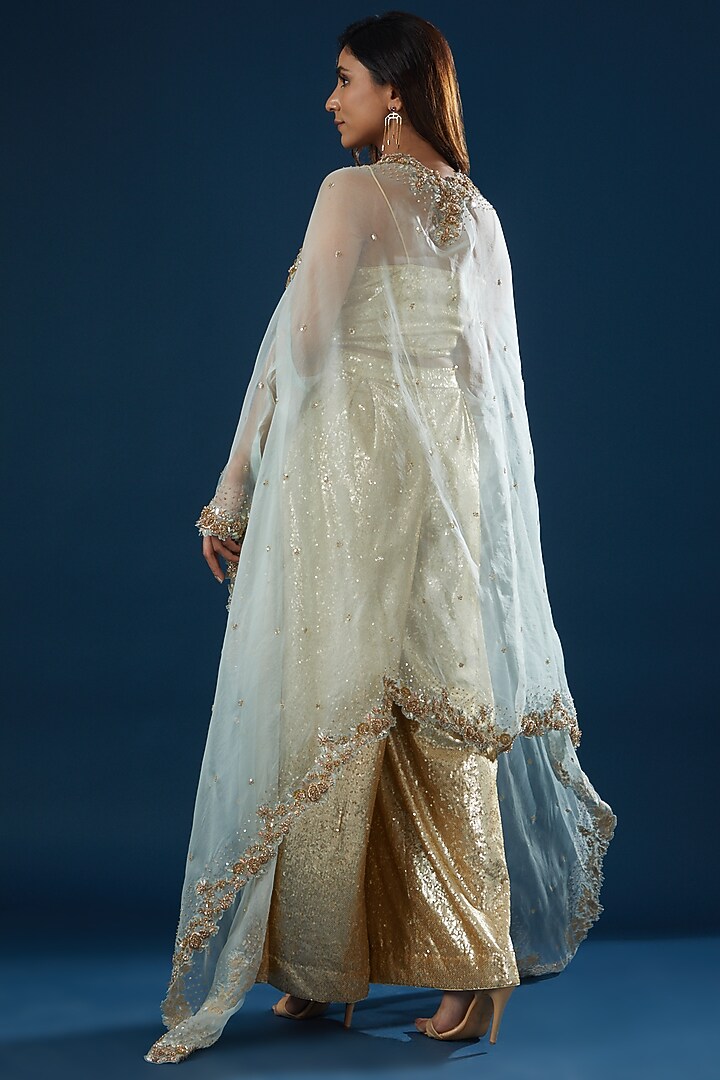 Gold Sequin Viscose Pant Set by Rahul Mishra at Pernia's Pop Up Shop