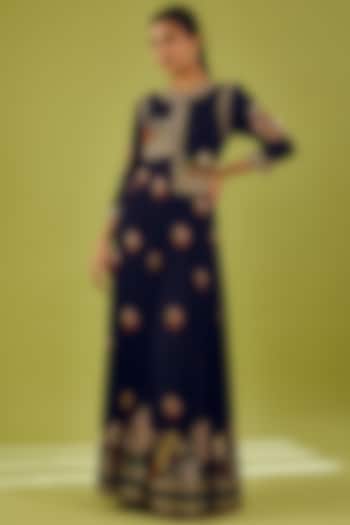 Black Silk Organza Embroidered Kurta by Rahul Mishra at Pernia's Pop Up Shop