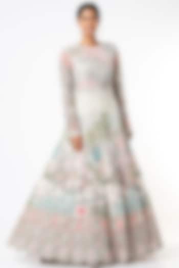 Ivory Hand Embroidered Gown by Rahul Mishra