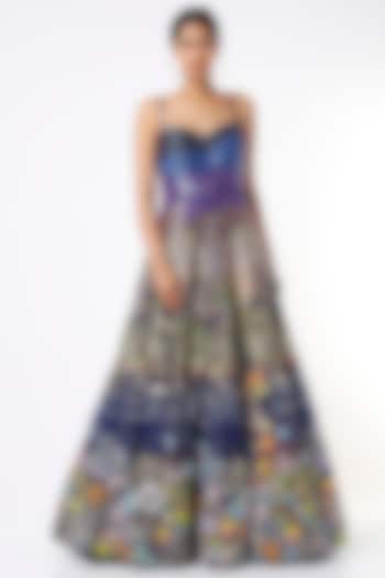 Blue Hand Embroidered Gown by Rahul Mishra