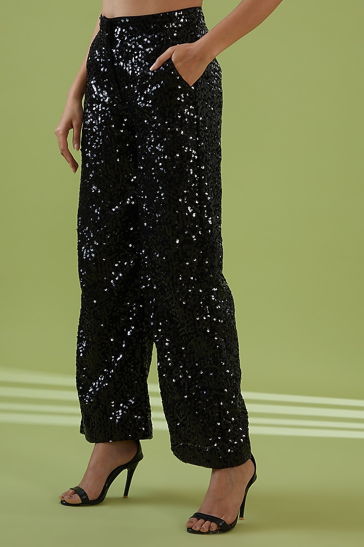 Black Silk Organza Embroidered Kurta Set by Rahul Mishra at Pernia's Pop Up Shop