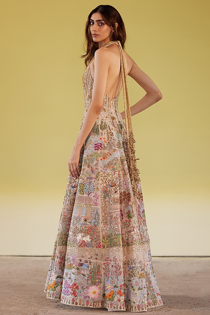 Pink Silk Organza & Tulle Hand Embroidered Bridal Gown by Rahul Mishra at Pernia's Pop Up Shop