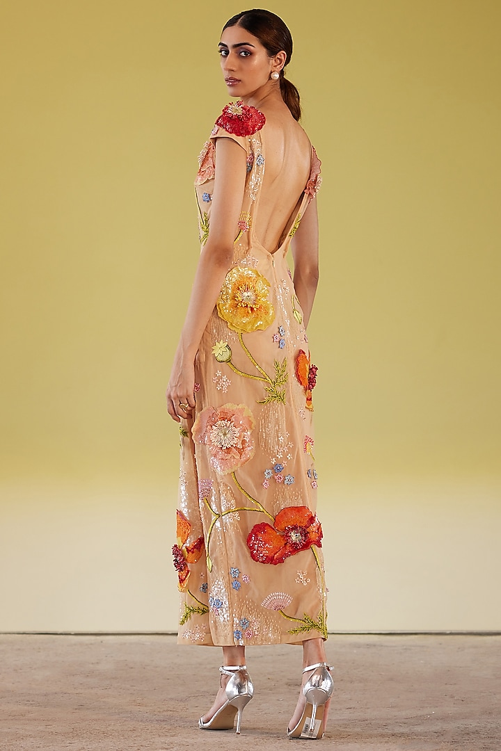 Rahul Mishra - Yellow Silk Organza Embroidered Maxi Dress for Women at Pernia's Pop Up Shop