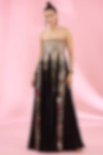 Black Organza & Poly Georgette Gown by Rahul Mishra at Pernia's Pop Up Shop