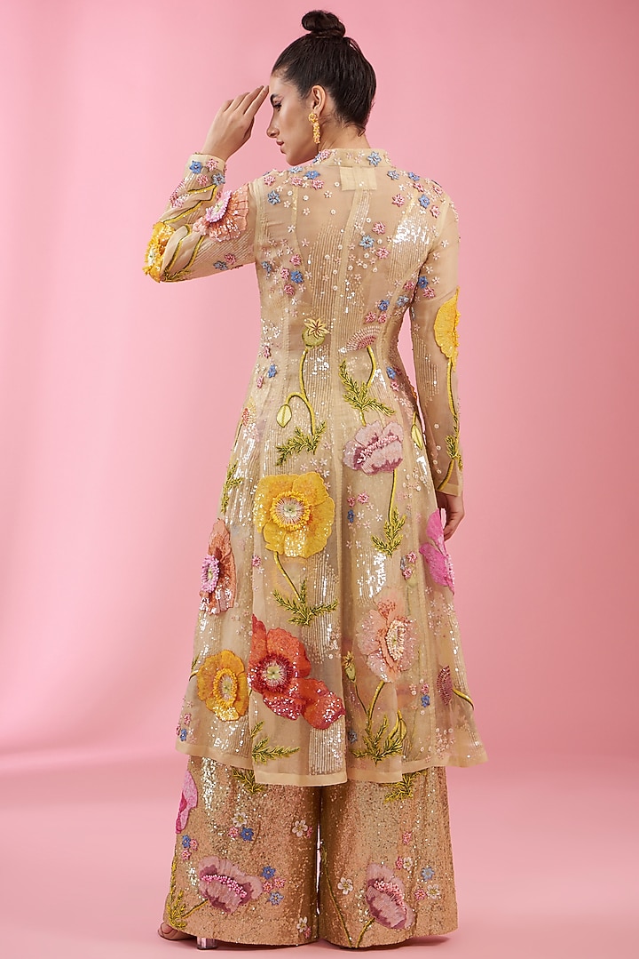 Yellow-Gold Organza Kurta Set by Rahul Mishra at Pernia's Pop Up Shop