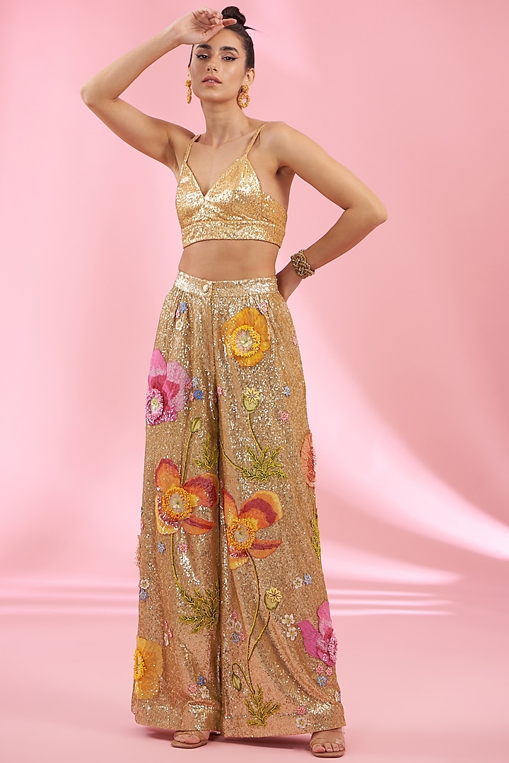 Yellow-Gold Organza Kurta Set by Rahul Mishra at Pernia's Pop Up Shop