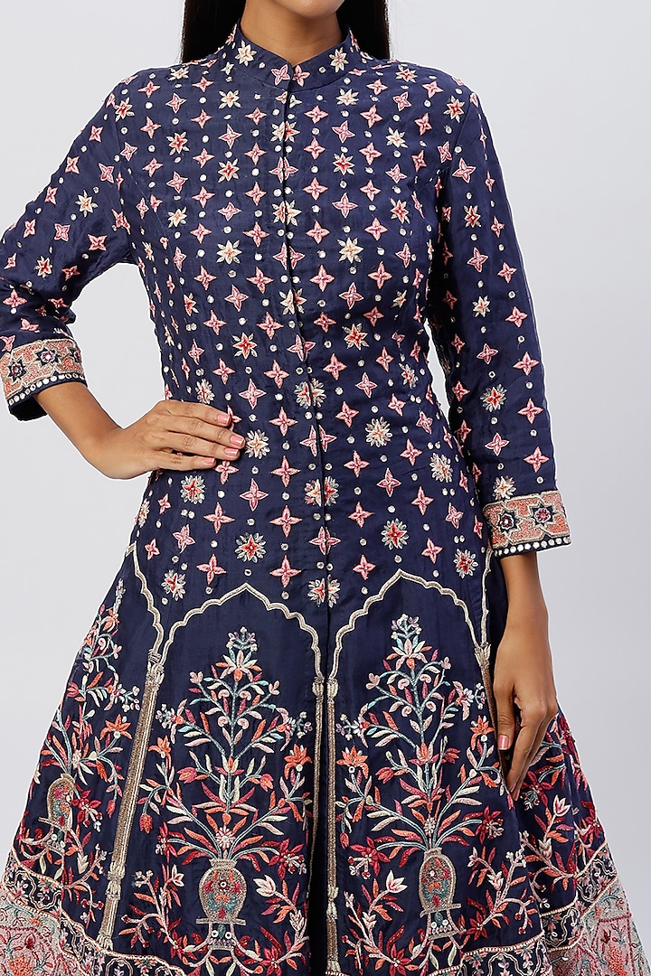 Rohil Navy Cotton Kurta With Soof Embroidery main image 0