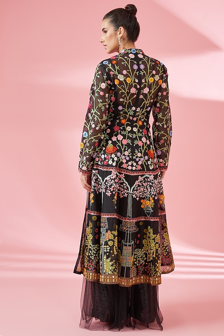 Black Organza Kurta Set by Rahul Mishra at Pernia's Pop Up Shop