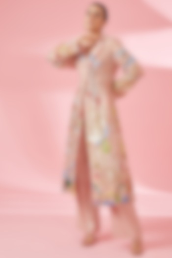 Rose Pink Organza Jacket Set by Rahul Mishra at Pernia's Pop Up Shop
