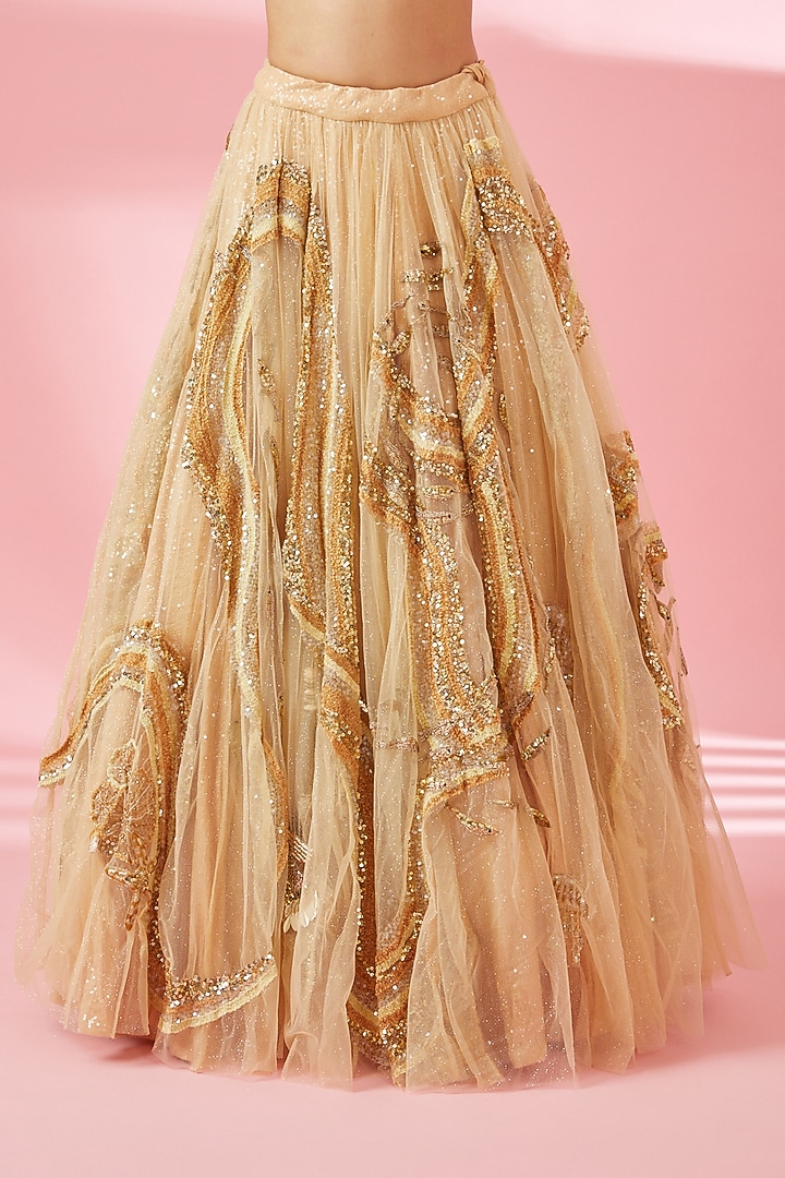 Nude Shimmer Net Bridal Lehenga Set by Rahul Mishra at Pernia's Pop Up Shop