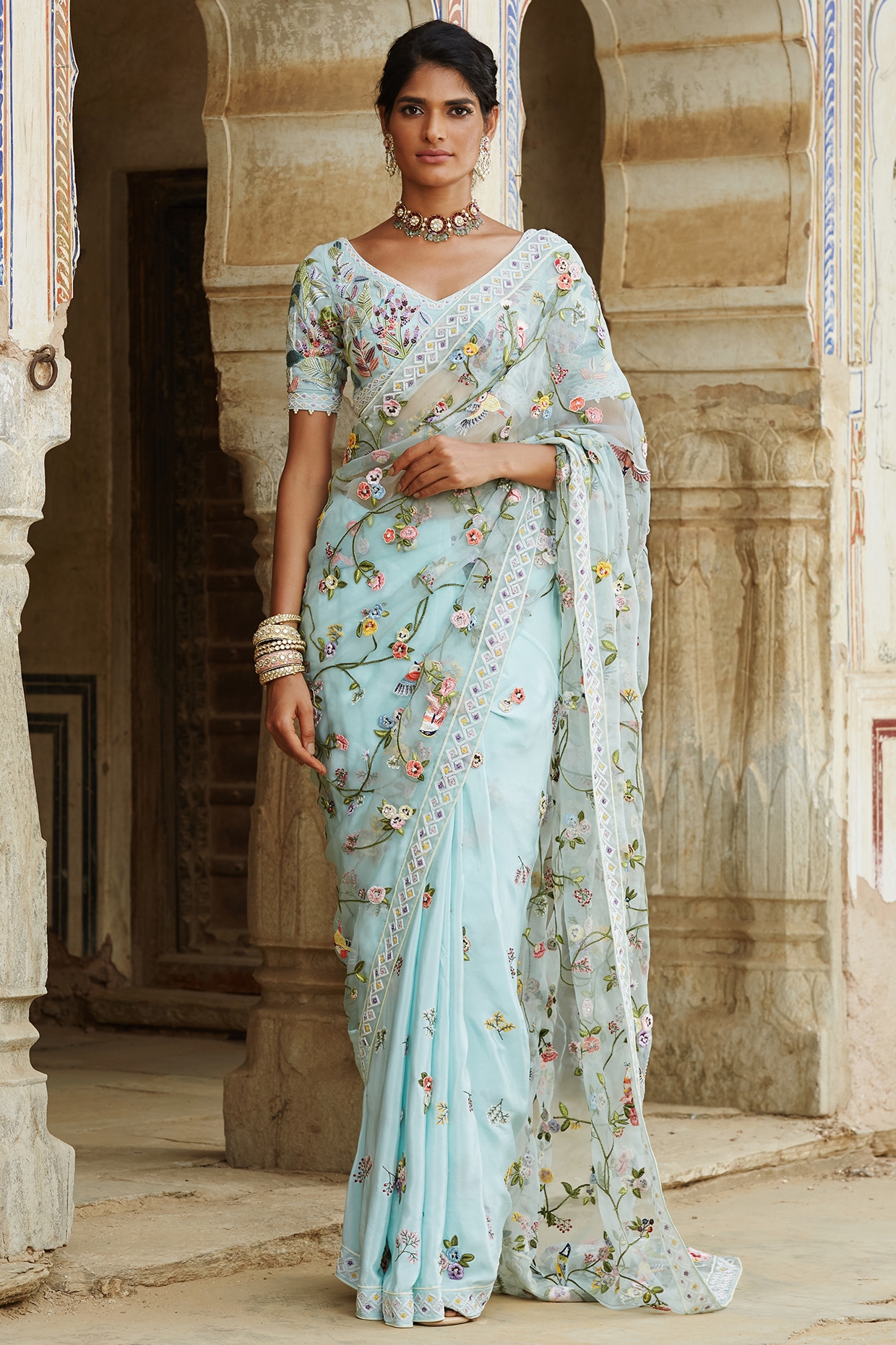 Pure Bright ICE BLUE Colour Silver Toned Beautiful Trendy Banarasi Silk  Woven Designer Saree