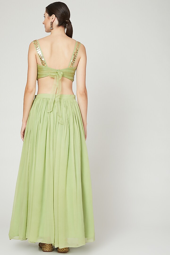 Green Embroidered Wedding Lehenga Set by Ria Shah Label at Pernia's Pop Up Shop
