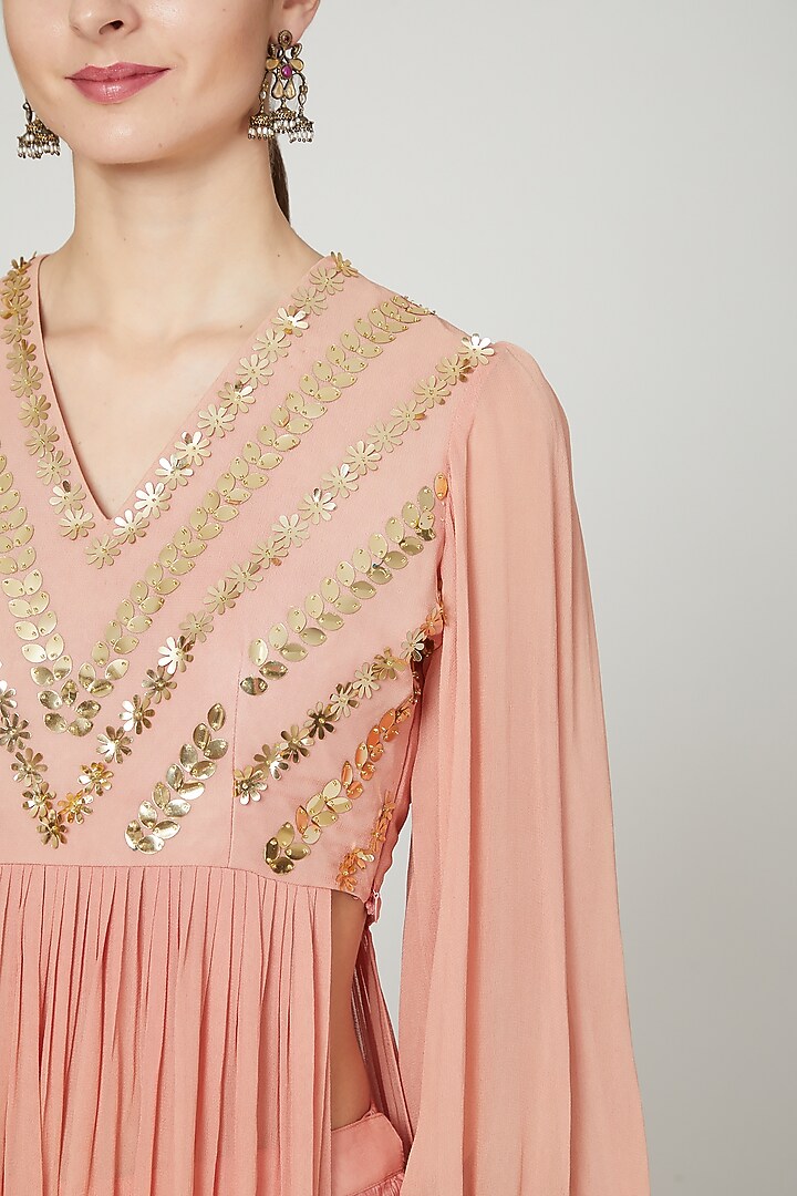 Pink Sequins Embroidered Kurta With Pants by Ria Shah Label at Pernia's Pop Up Shop