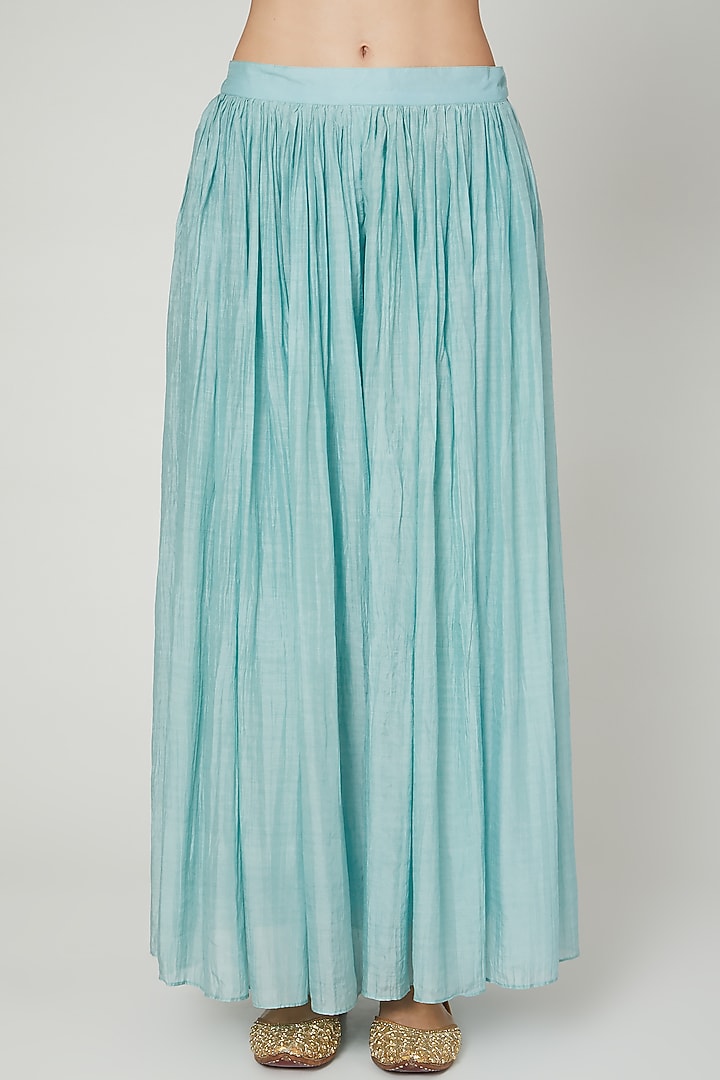 Sky Blue Embroidered Wedding Anarkali With Pants by Ria Shah Label at Pernia's Pop Up Shop