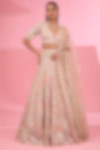 Rose Pink Organza Bridal Lehenga Set by Rahul Mishra at Pernia's Pop Up Shop