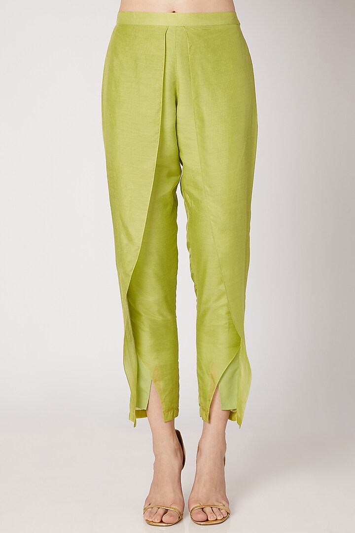 Olive Green Embroidered Kurta With Flap Pants by Ria Shah Label at Pernia's Pop Up Shop