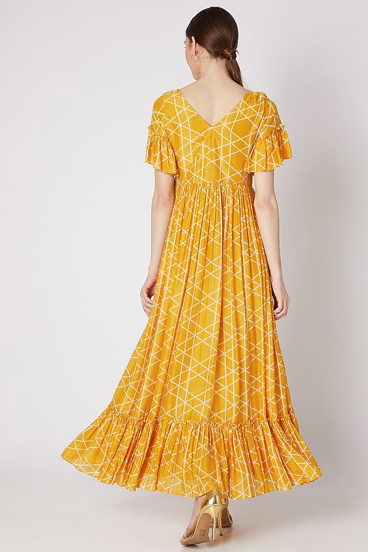 Mustard Printed Angrakha Top - Ready to Ship main image 0