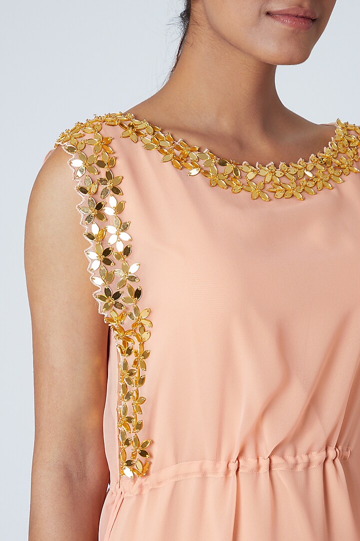 Peach Embellished Draped Kaftan by Ria Shah Label at Pernia's Pop Up Shop