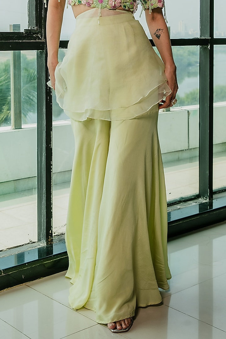 Lime Green Crepe Wedding Sharara Set by Ria Shah Label at Pernia's Pop Up Shop