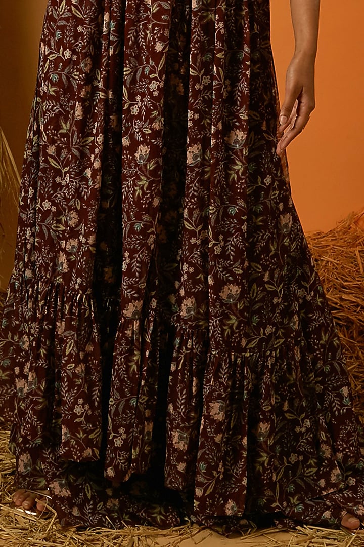 Maroon Poly Georgette Floral Printed Kaftan Set by Ria Shah Label at Pernia's Pop Up Shop
