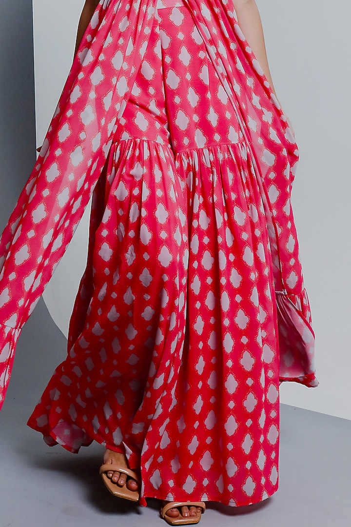 Pink Poly Georgette Geometric Printed Wedding Sharara Set by Ria Shah Label at Pernia's Pop Up Shop