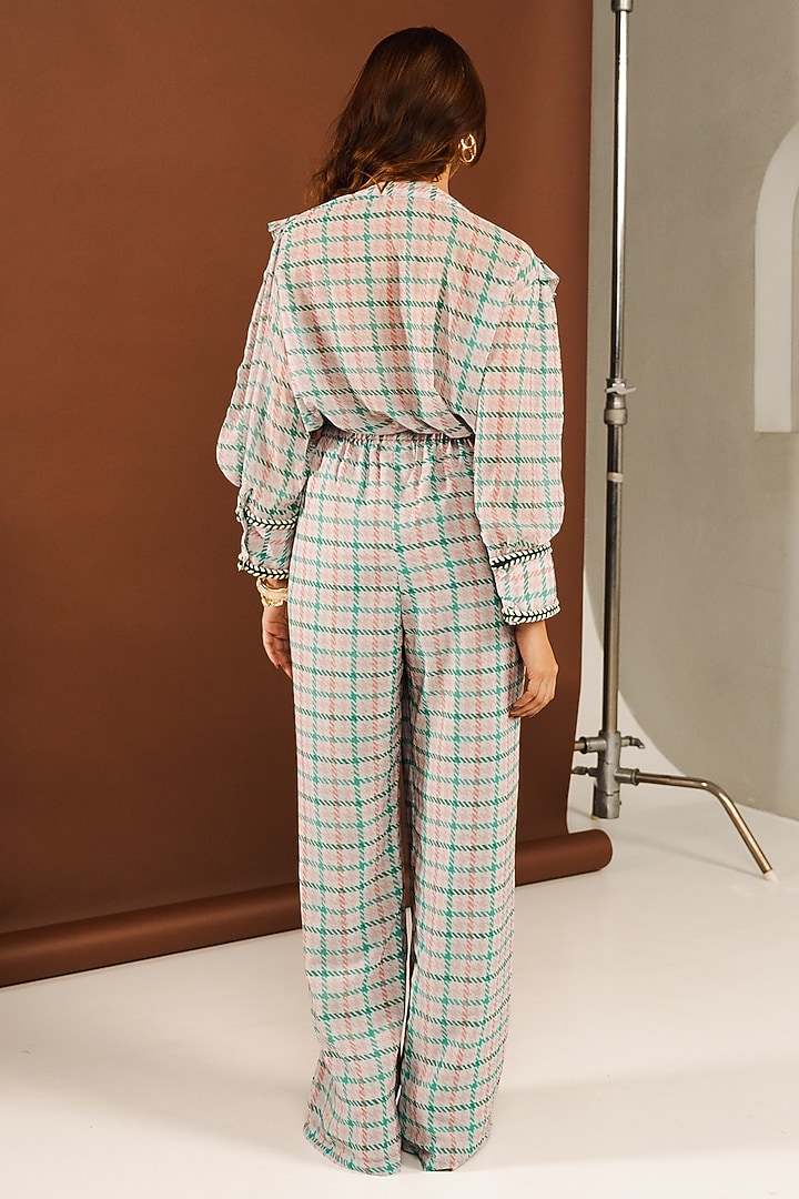 Light Grey Georgette Tweed Printed Co-Ord Set by Ria Shah Label at Pernia's Pop Up Shop
