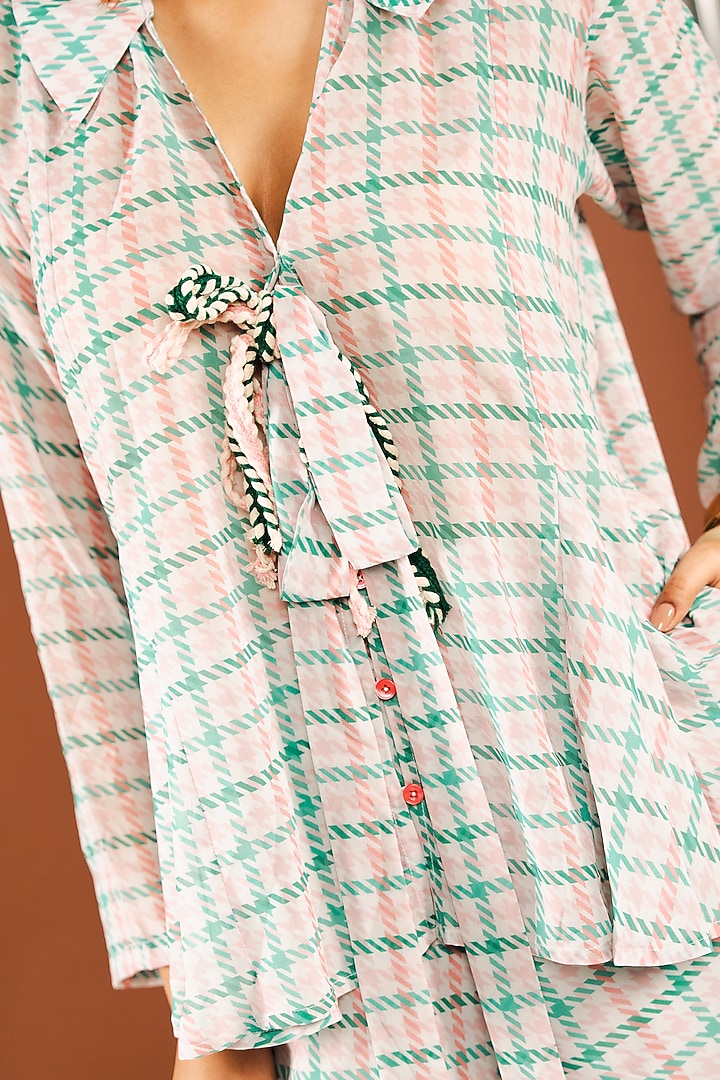 Light Grey Georgette Tweed Printed Co-Ord Set by Ria Shah Label at Pernia's Pop Up Shop