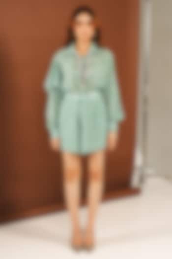 Green Georgette Shibori Printed Co-Ord Set by Ria Shah Label at Pernia's Pop Up Shop