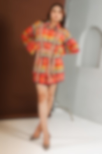 Multi-Colored Georgette Checkered Co-Ord Set by Ria Shah Label at Pernia's Pop Up Shop