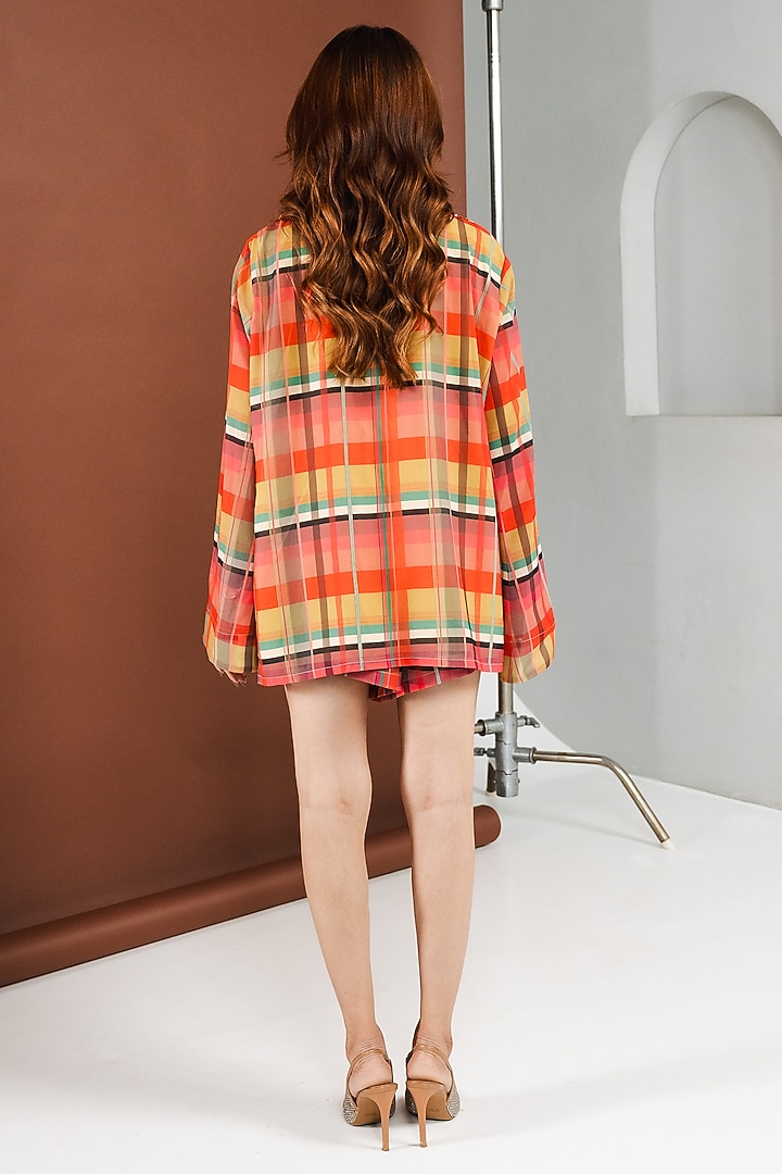 Multi-Colored Georgette Checkered Co-Ord Set by Ria Shah Label at Pernia's Pop Up Shop