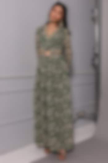 Forest Green Printed Anarkali by Ria Shah Label