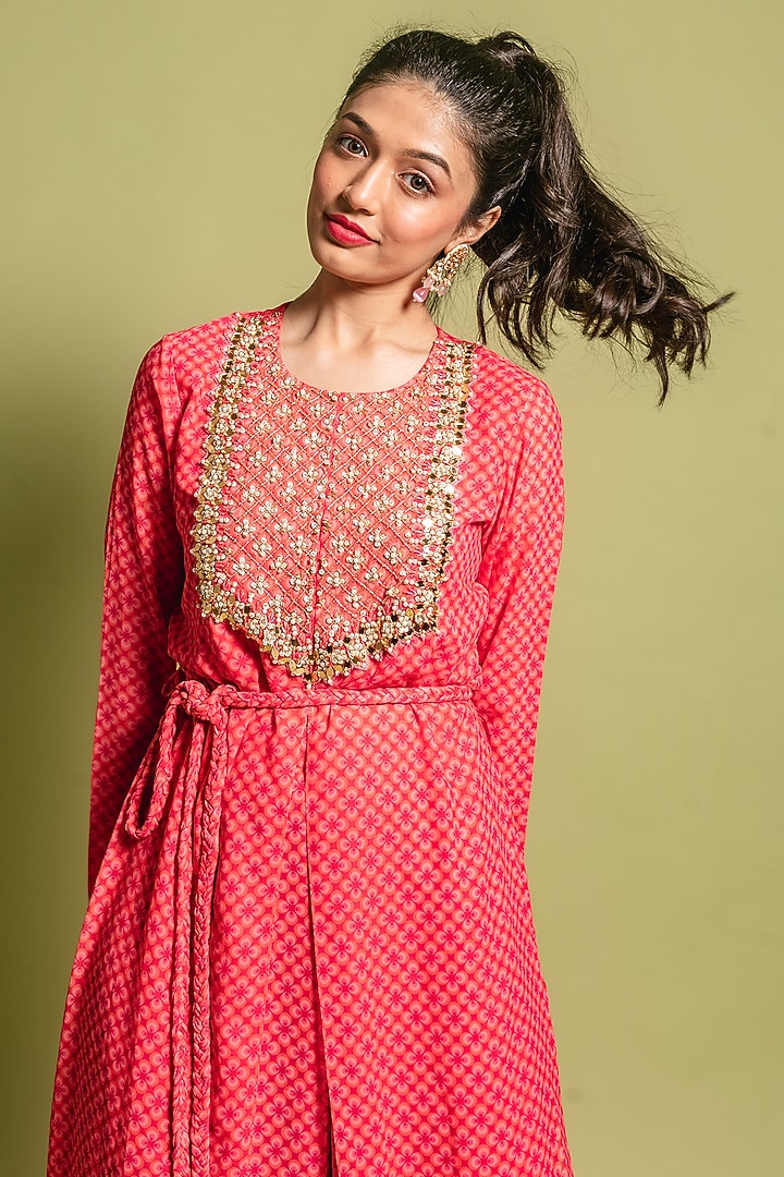 Pink Printed Kurta Set by Ria Shah Label at Pernia's Pop Up Shop