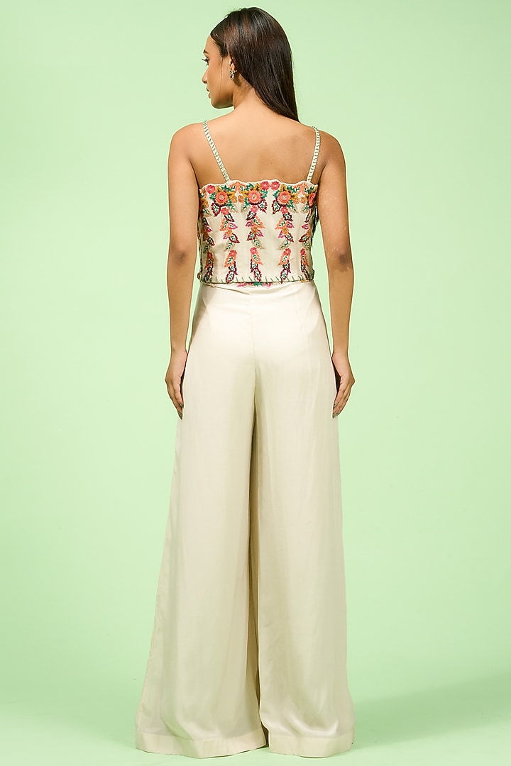 Ivory Crepe Flared Pant Set by Rishi & Soujit at Pernia's Pop Up Shop