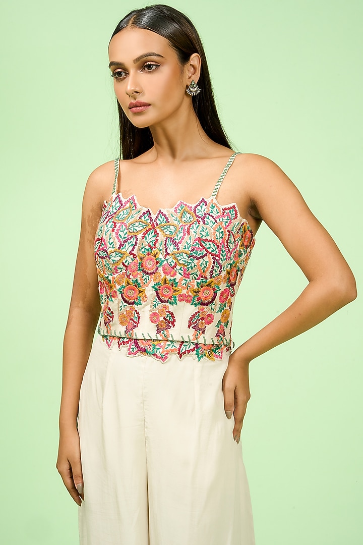 Ivory Crepe Flared Pant Set by Rishi & Soujit at Pernia's Pop Up Shop