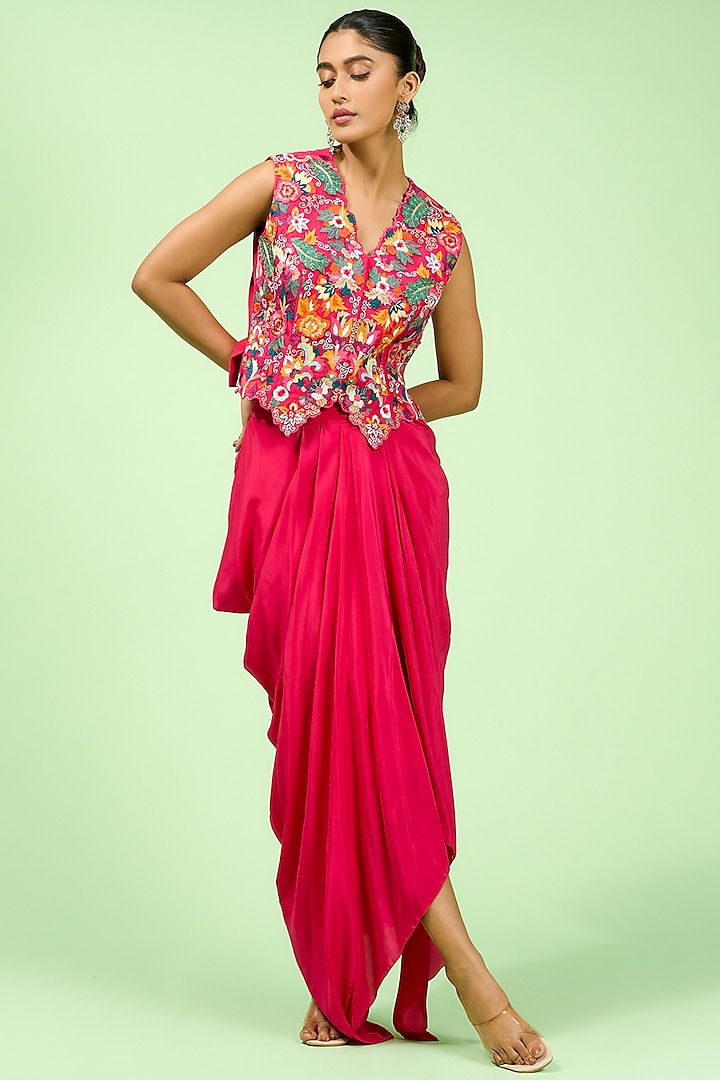 Rani Crepe Draped Skirt Set by Rishi & Soujit at Pernia's Pop Up Shop