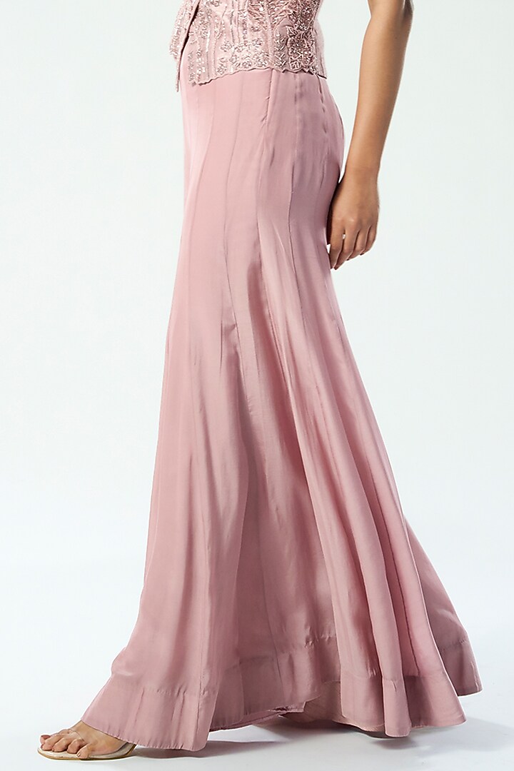 Pink Crepe Flared Pant Set by Rishi & Soujit at Pernia's Pop Up Shop