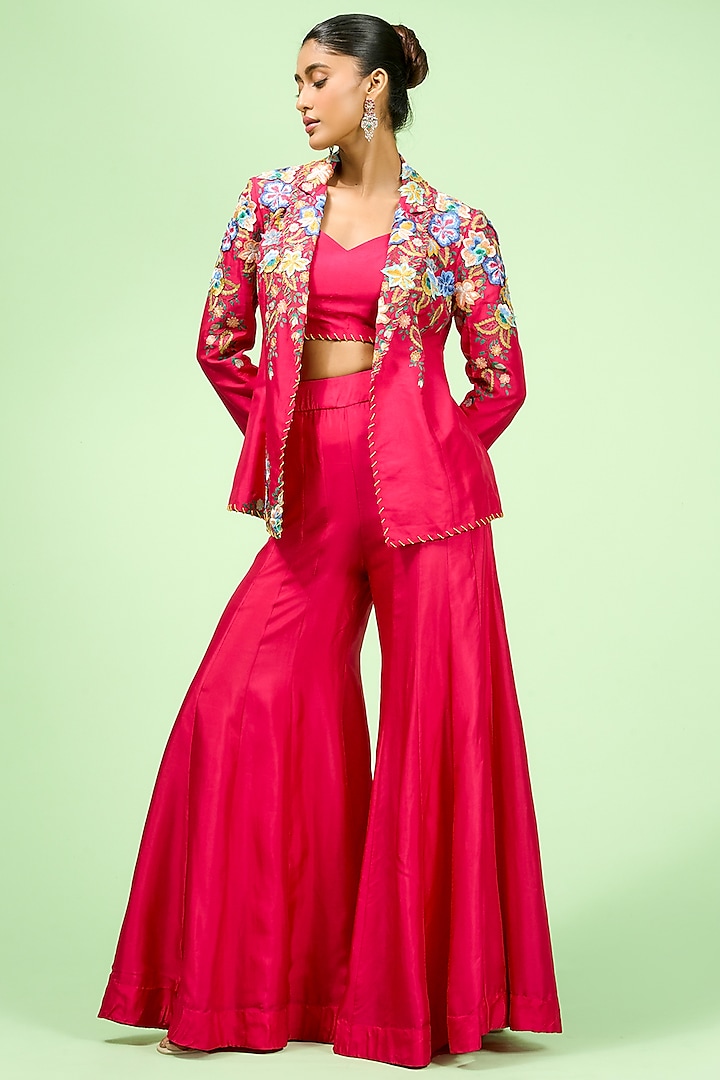 Rani Bemberg Silk Thread Embroidered Blazer Set by Rishi & Soujit at Pernia's Pop Up Shop