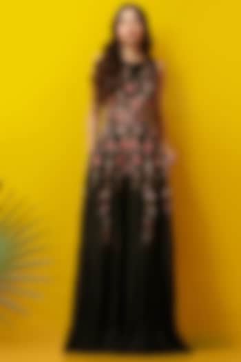Black Embroidered Maxi Dress by Rishi & Soujit