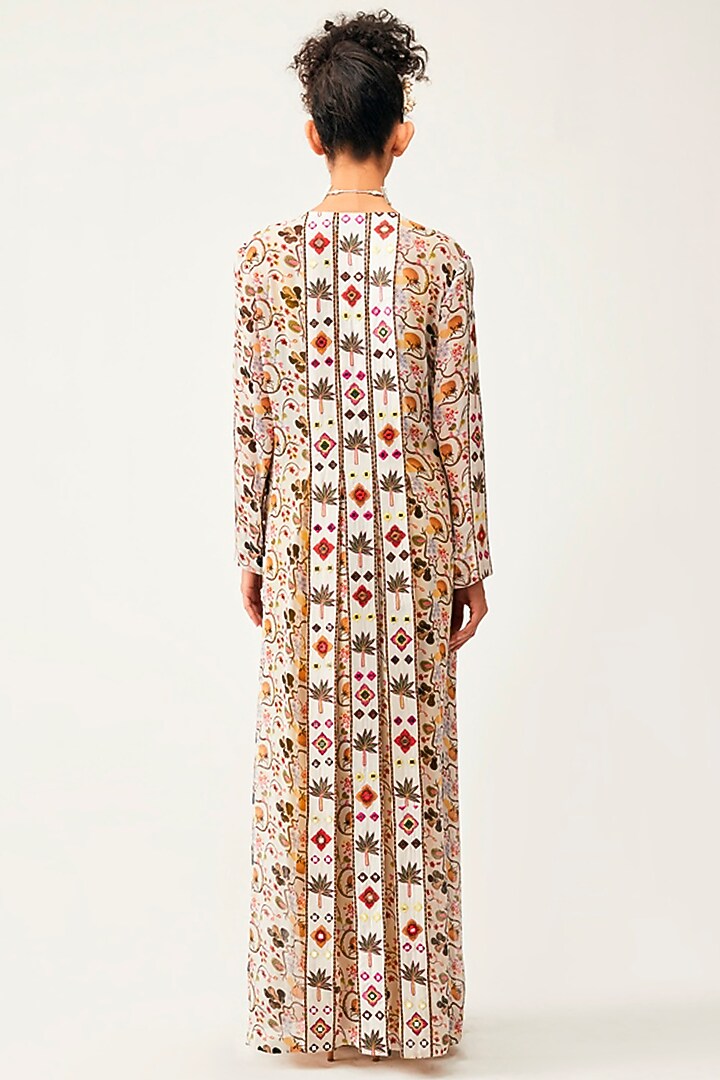 Wine Georgette Jumpsuit With Jacket by Rishi & Soujit at Pernia's Pop Up Shop