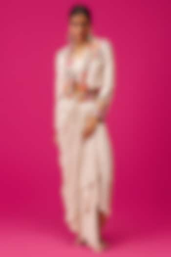 Ivory Crepe Draped Skirt Set by Rishi & Soujit at Pernia's Pop Up Shop