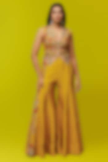 Yellow Bemberg Silk Pant Set by Rishi & Soujit at Pernia's Pop Up Shop
