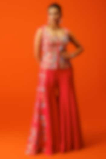 Pink Bemberg Silk Flared Pant Set by Rishi & Soujit at Pernia's Pop Up Shop