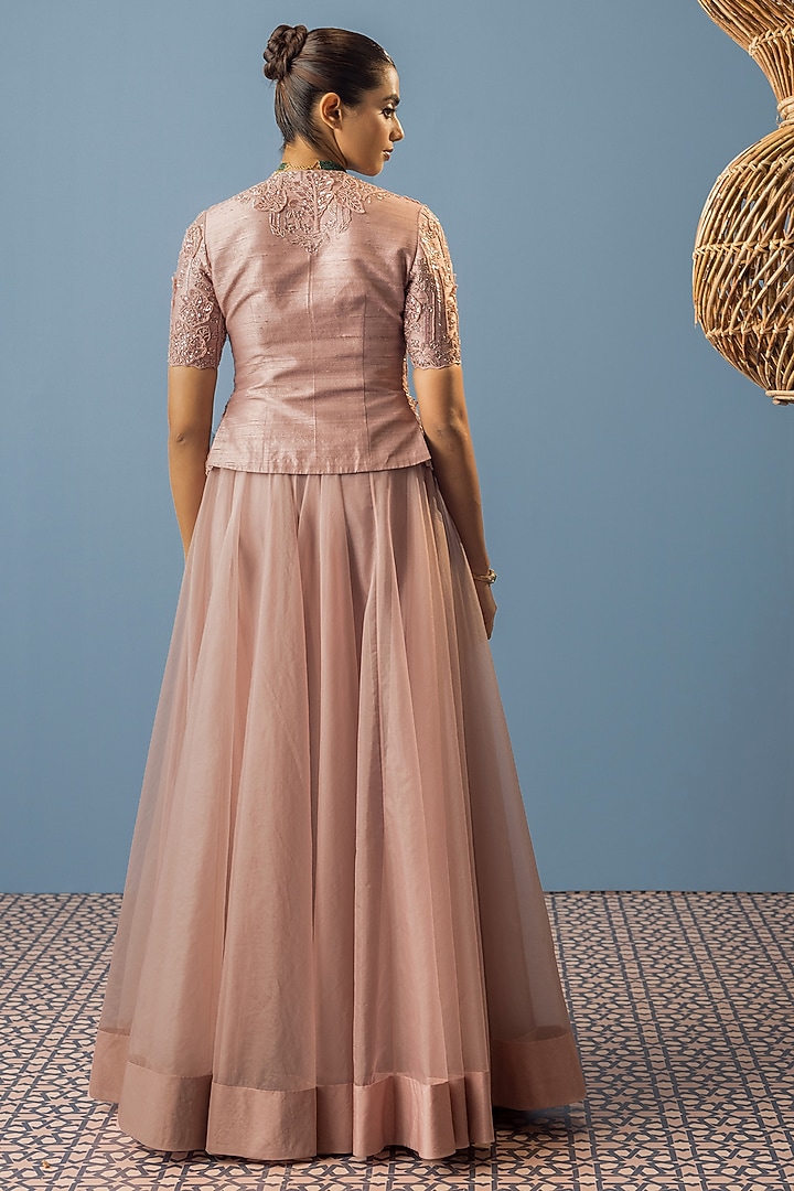Pink Crepe Flared Pant Set by Rishi & Soujit at Pernia's Pop Up Shop