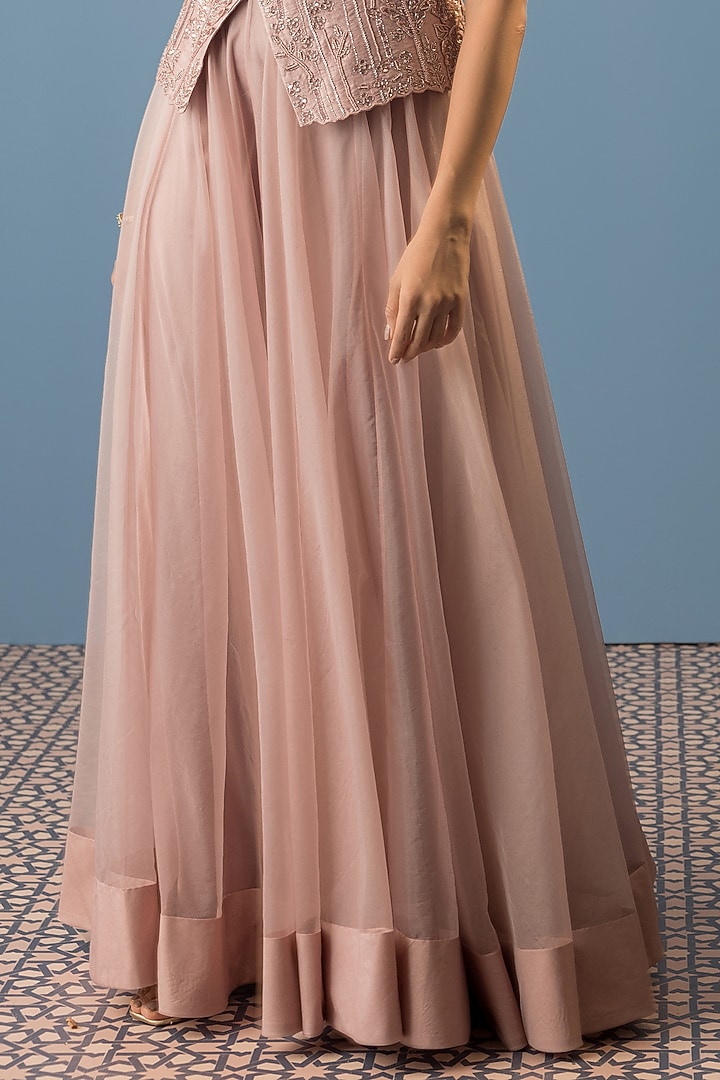 Pink Crepe Flared Pant Set by Rishi & Soujit at Pernia's Pop Up Shop