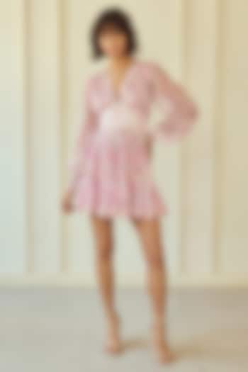 sachin and babi light blue dress Buy In Bulk Short Pink Chiffon Dress Ruffled Decoration, Empire Waistline main image 0