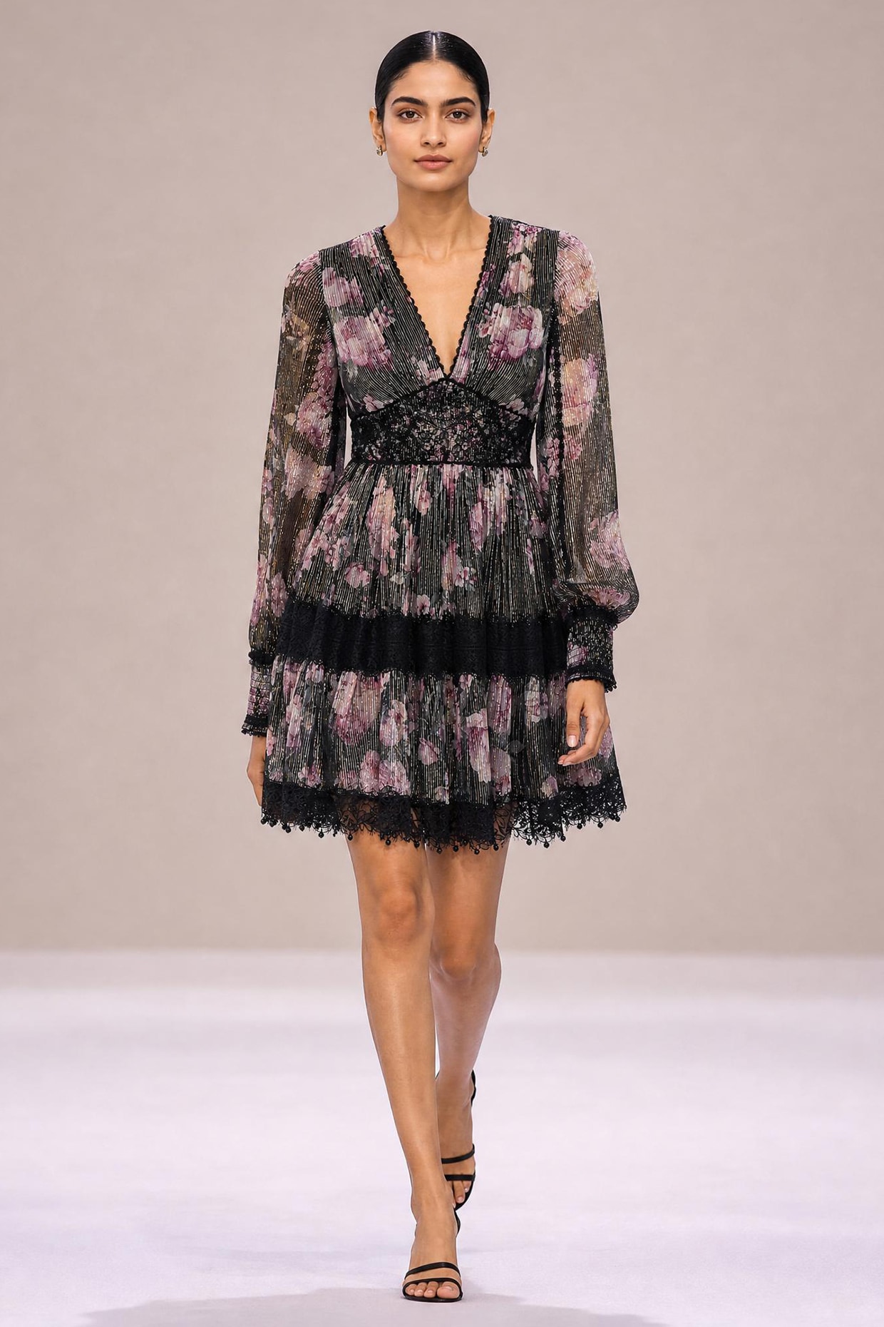 Roseroom by Isha Jajodia Multi-Colored Chiffon & Cotton Voile Floral Printed Dress