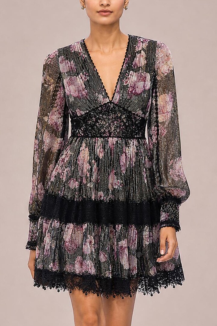 Multi-Colored Chiffon & Cotton Voile Floral Printed Party Wear Dress by Roseroom by Isha Jajodia at Pernia's Pop Up Shop