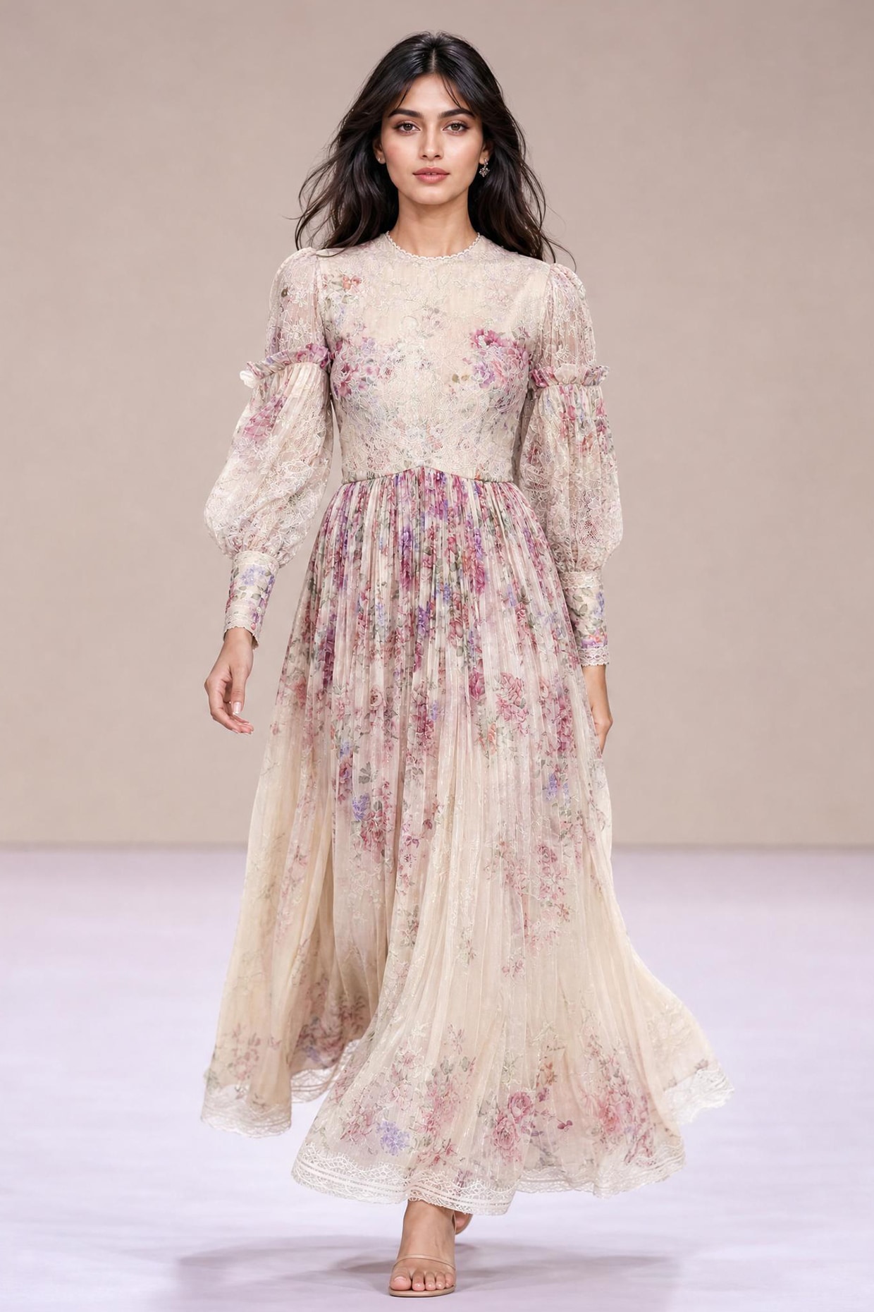 Roseroom by Isha Jajodia Multi-Colored Chiffon Floral Printed Maxi Dress