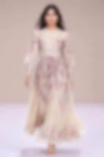 Multi-Colored Chiffon Floral Printed Maxi Party Wear Dress by Roseroom by Isha Jajodia at Pernia's Pop Up Shop